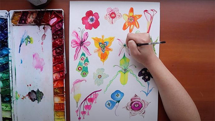 How I watercolor flowers with my style